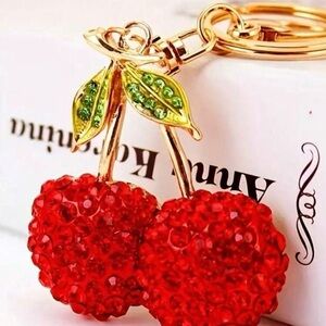 Elegant Red Cherry Bag Charm / Keychain